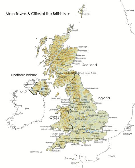 map of uk with cities|Map of Major Towns & Cities in the British Isles .